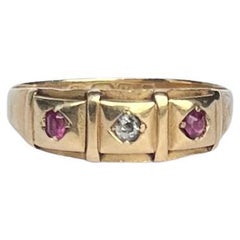 Bracelet Art Déco en or 18 carats avec rubis et diamants