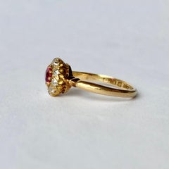 Art Deco Ruby and Diamond 18 Carat Gold Cluster Ring