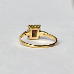 Art Deco Ruby and Diamond 18 Carat Gold Cluster Ring