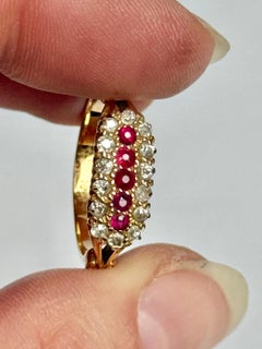 Art Deco Ruby and Diamond 18 Carat gold Panel Ring