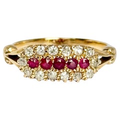 Art Deco Ruby and Diamond 18 Carat gold Panel Ring