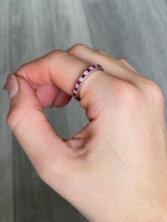 Art Deco Ruby and Diamond 18 Carat White Gold Eternity Ring