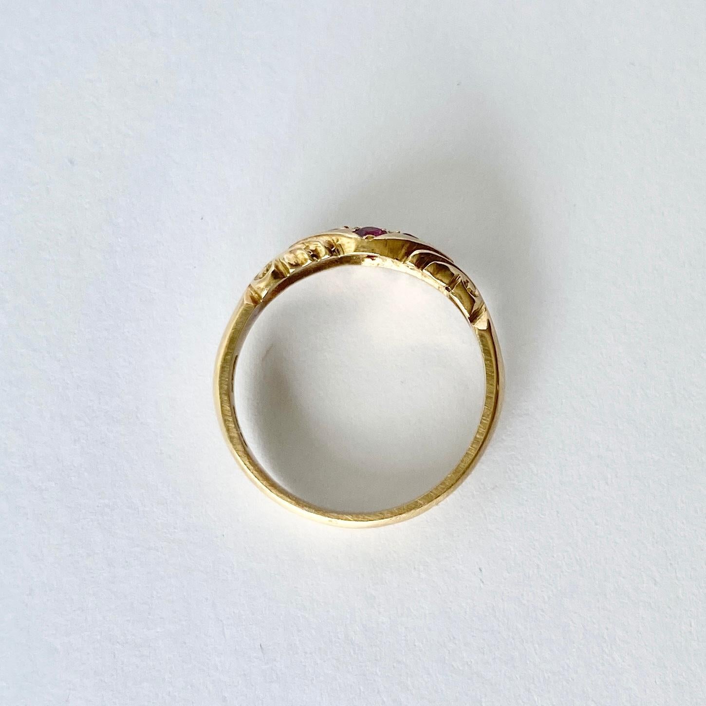 Rubin und Diamant 9 Karat Goldband im Art déco-Stil (Moderne) im Angebot