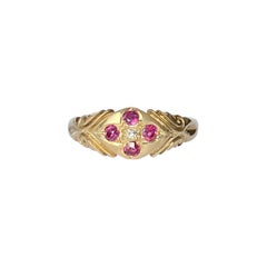 Vintage Art Deco Style Ruby and Diamond 9 Carat Gold Band