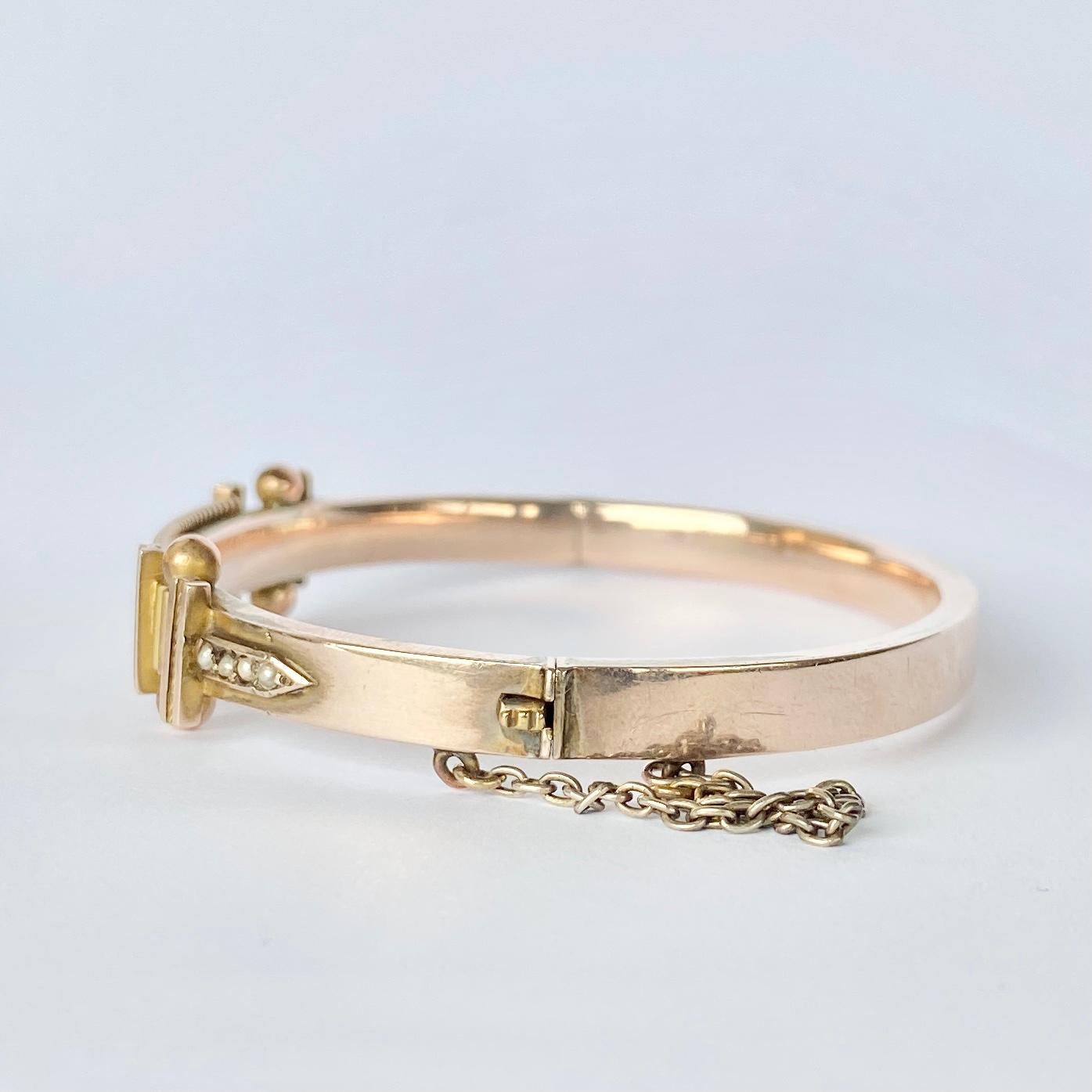 Art Deco Rubin und Diamant 9 Karat Gold Armreif (Rundschliff)