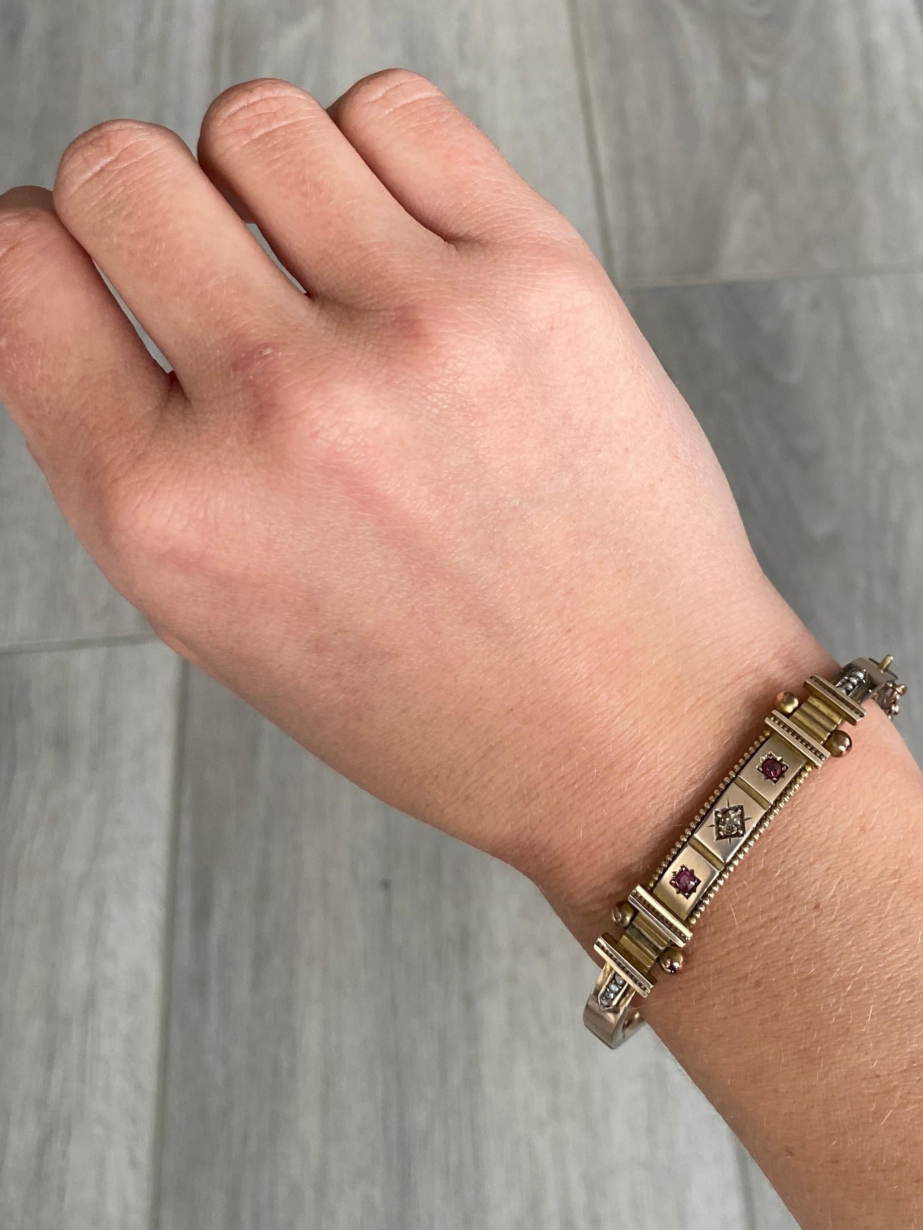 Art Deco Rubin und Diamant 9 Karat Gold Armreif Damen