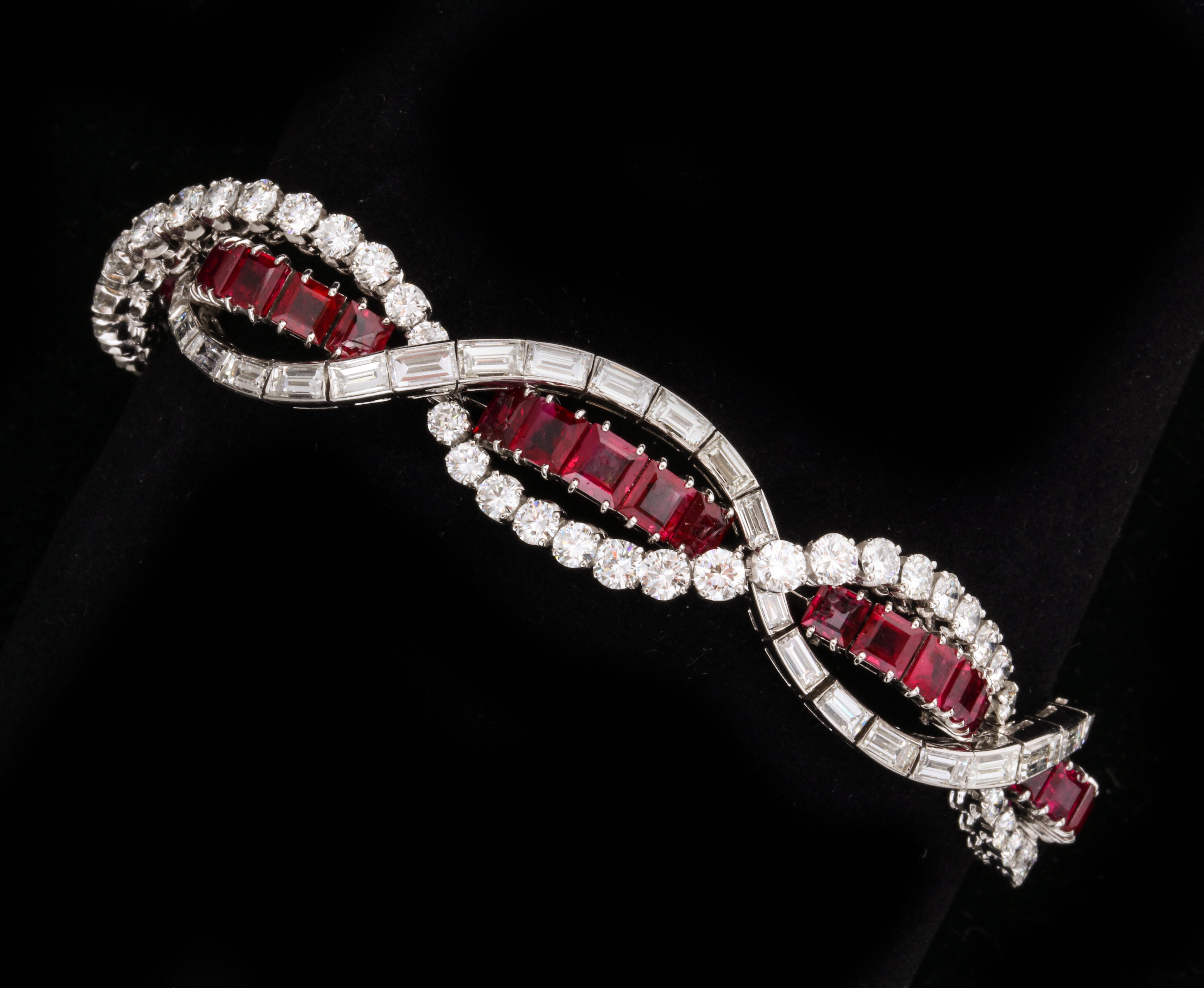 A ruby bracelet  with diamonds spiraling around it in a DNA like sequence.

Made circa 1920