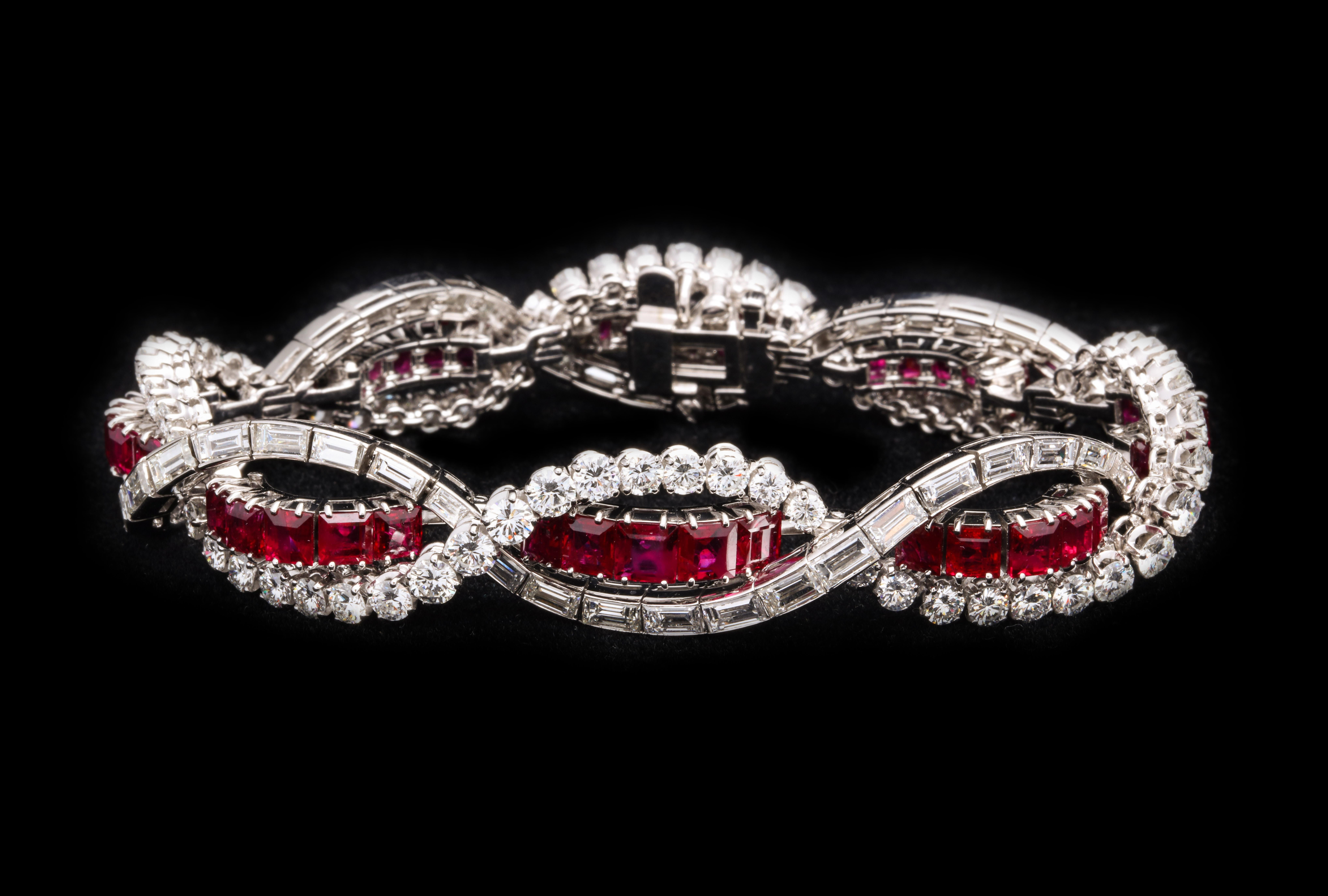 Art Deco Ruby and Diamond Bracelet im Zustand „Hervorragend“ in New York, NY