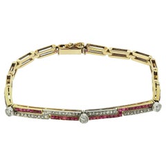 Pulsera Art Déco de Rubíes y Diamantes