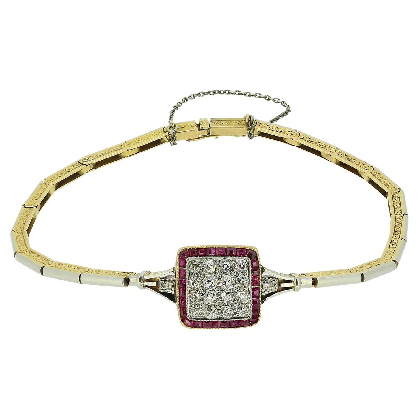 Art Deco Ruby and Diamond Bracelet