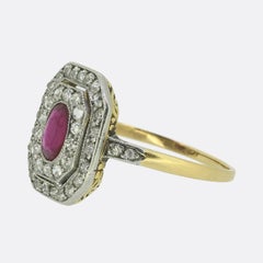 Art Deco Ruby and Diamond Cluster Ring