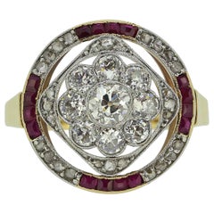 Art Deco Ruby and Diamond Cluster Ring