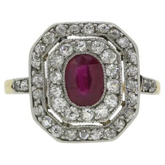 Art Deco Rubin- und Diamant-Cluster-Ring