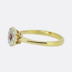 Art Deco ruby and Diamond Daisy Cluster Ring