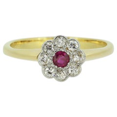 Art Deco ruby and Diamond Daisy Cluster Ring