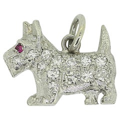 Art Deco Ruby and Diamond Dog Charm Pendant