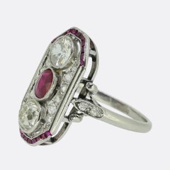Art Deco Ruby and Diamond Dress Ring