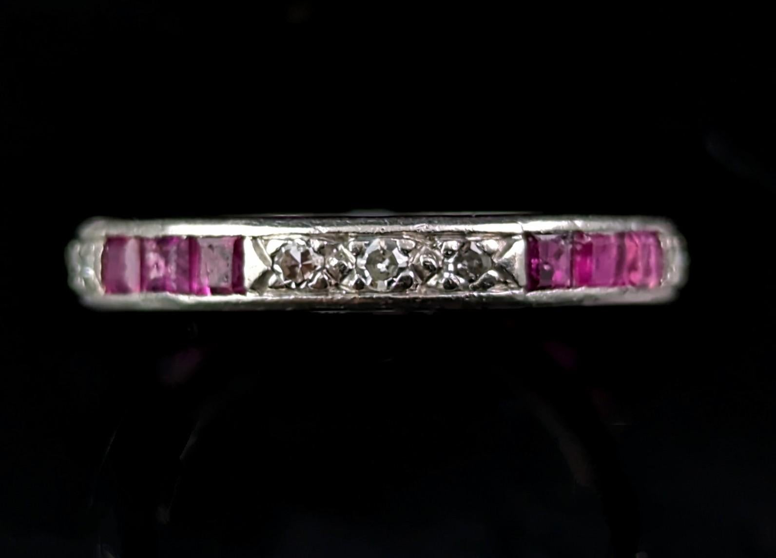 Art Deco Ruby and Diamond eternity ring, Platinum  For Sale 5