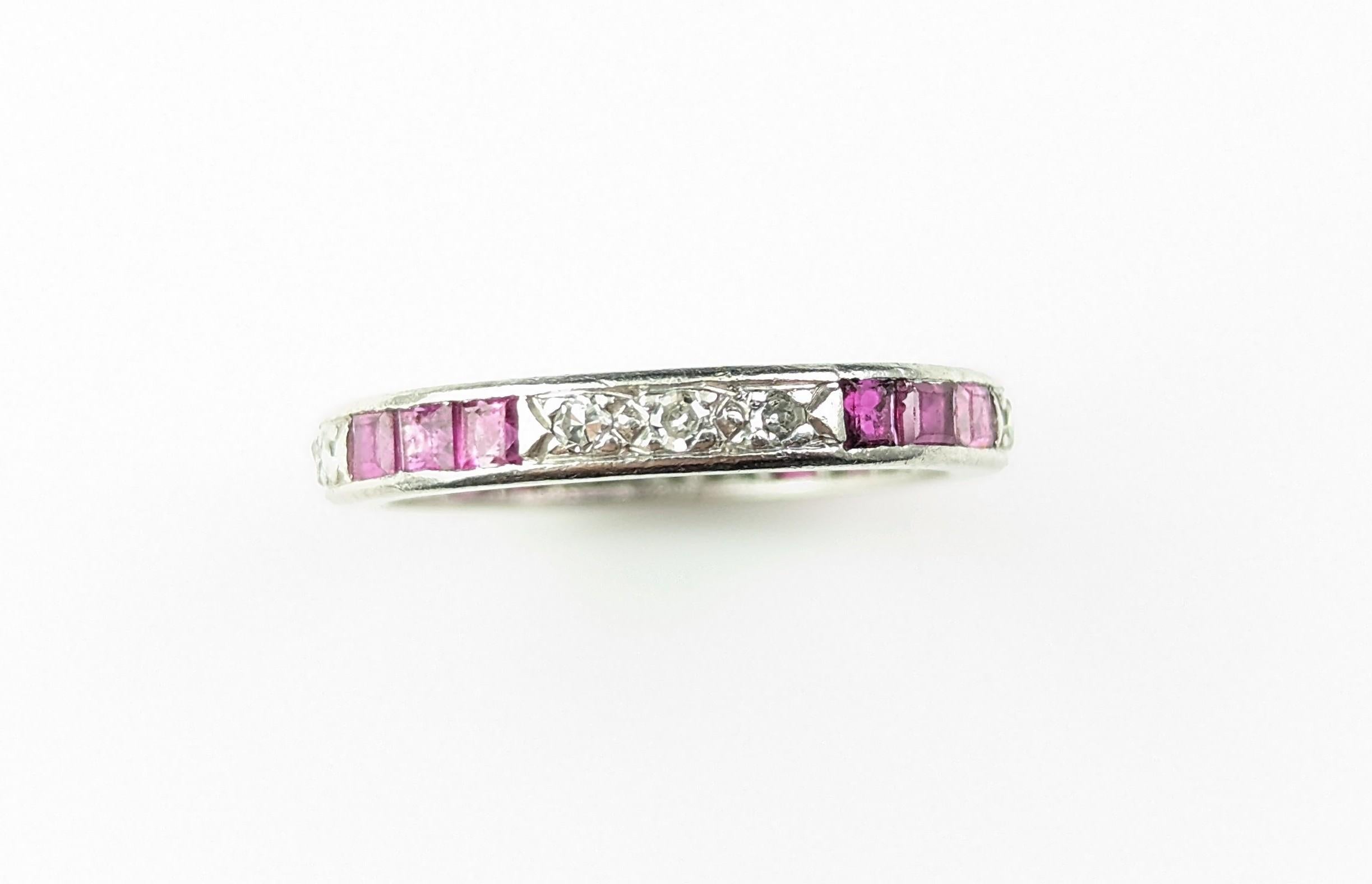 Art Deco Ruby and Diamond eternity ring, Platinum  For Sale 8