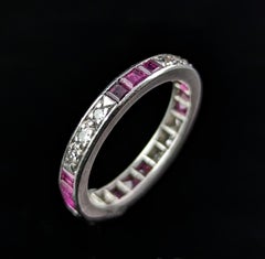 Art Deco Ruby and Diamond eternity ring, Platinum