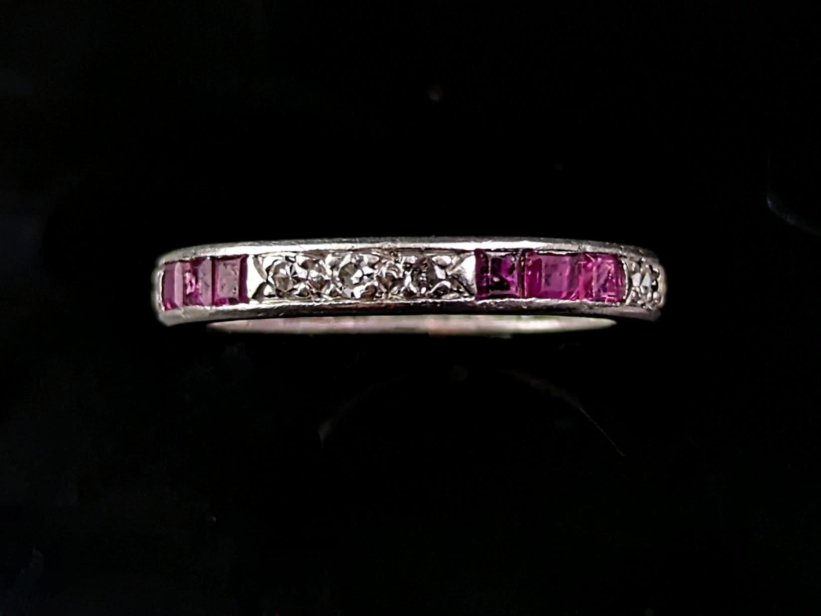 Art Deco Ruby and Diamond eternity ring, Platinum  For Sale 3