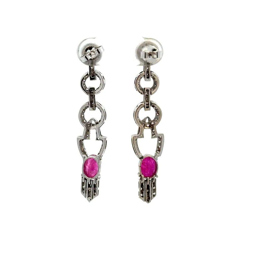 De las mujeres Pendientes de gota Art Decó de oro con rubíes y diamantes en venta