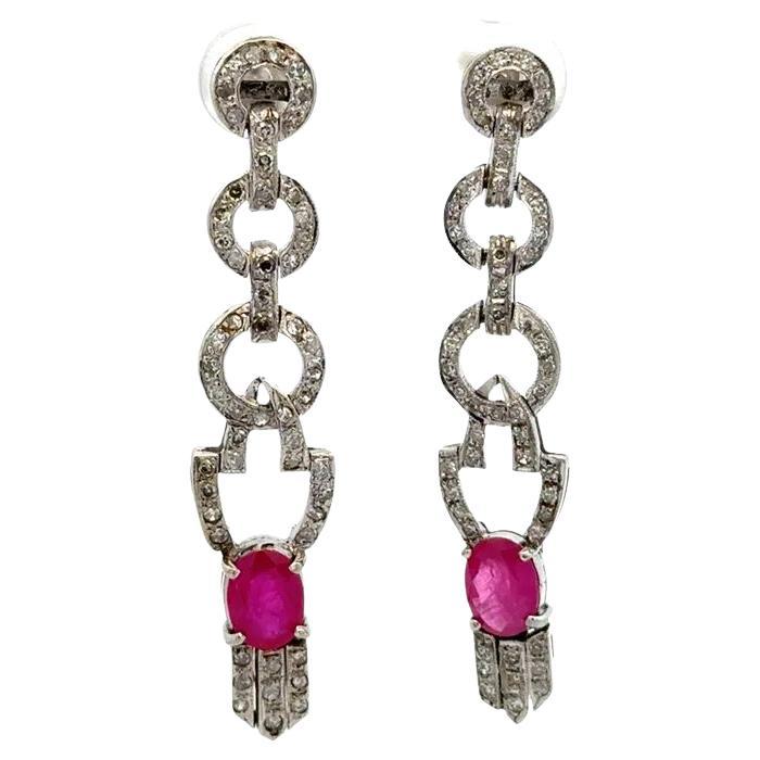 Orecchini vintage in oro con rubini e diamanti Art of Vintage