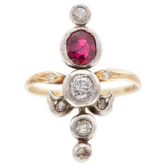 Art Deco Ruby and Diamond Multi-Stone Ring