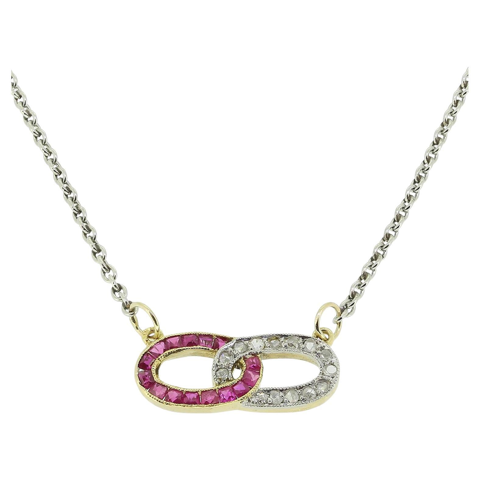 Art Deco Ruby and Diamond Necklace