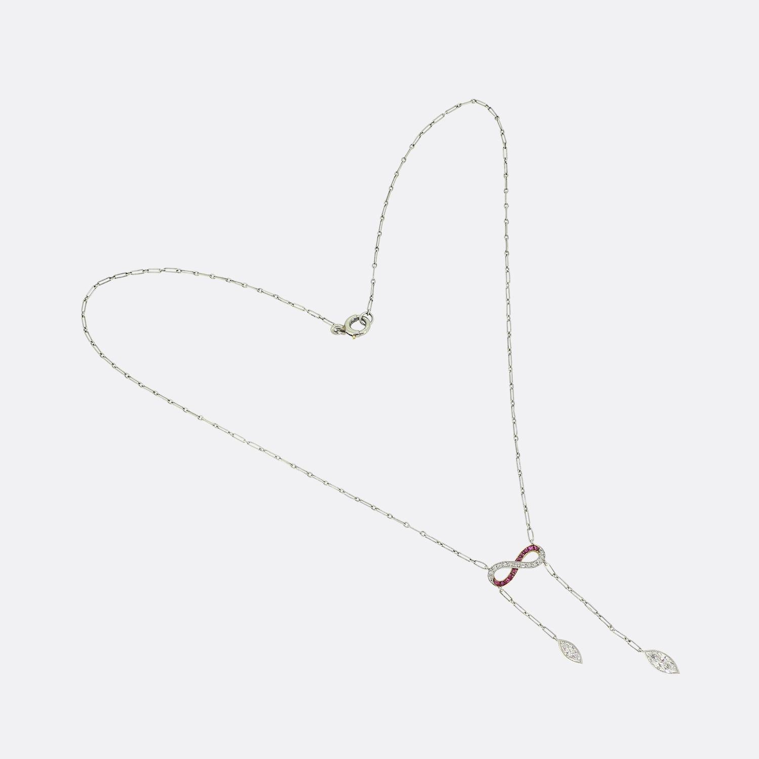Collana Negilgee con rubini e diamanti in stile Art Déco In condizioni buone in vendita a London, GB