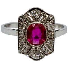 Art Deco Ruby and Diamond Panel Ring