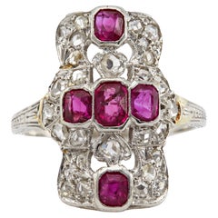 Art Deco Ruby and Diamond Platinum Dinner Ring