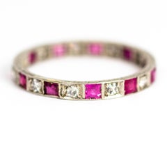 Art Deco Ruby and Diamond Platinum Eternity Band
