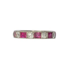 Antique Art Deco Ruby and Diamond Platinum Eternity Ring