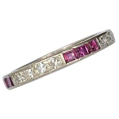 Art Deco Ruby and Diamond Platinum Full Eternity Band