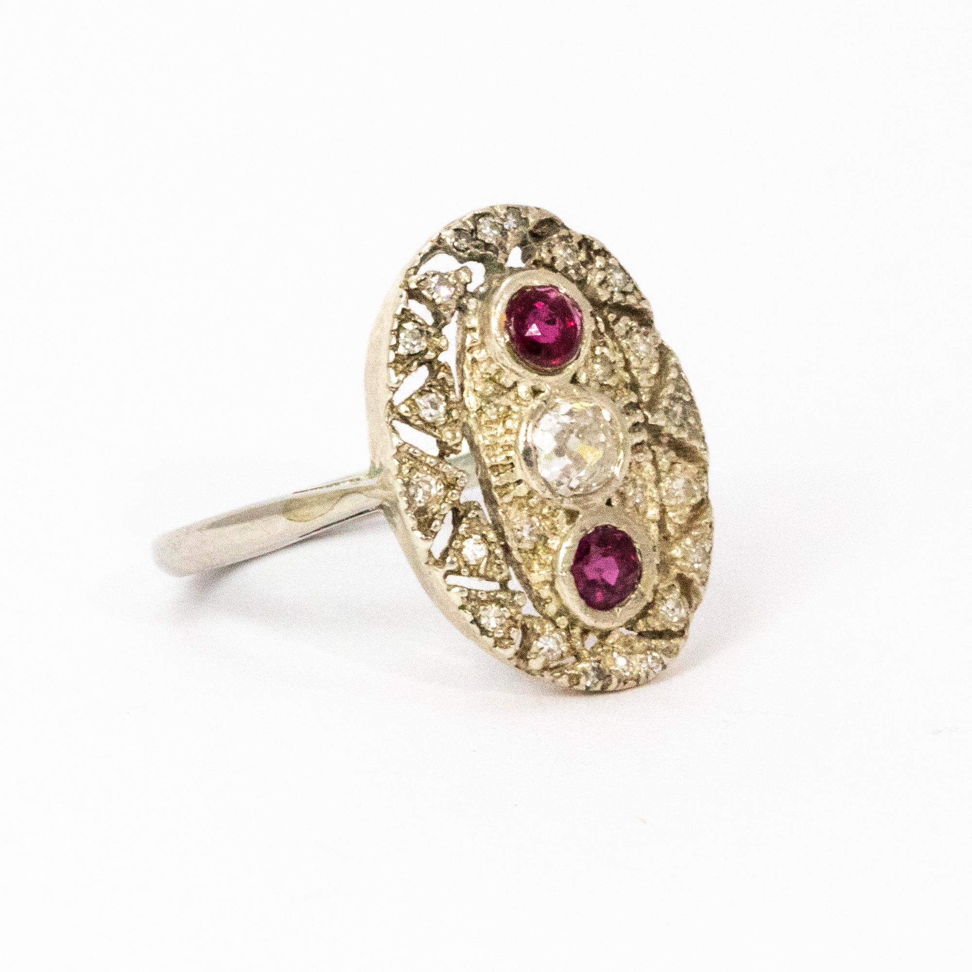Art Deco Ruby and Diamond Platinum Ring 2