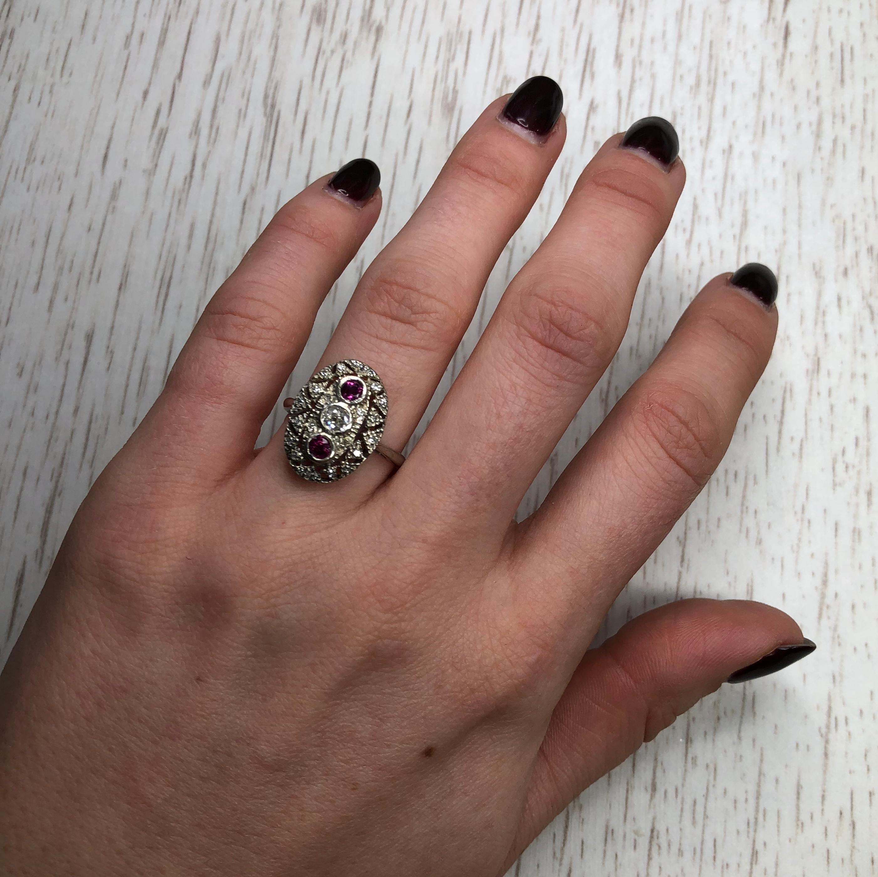 Art Deco Ruby and Diamond Platinum Ring 3