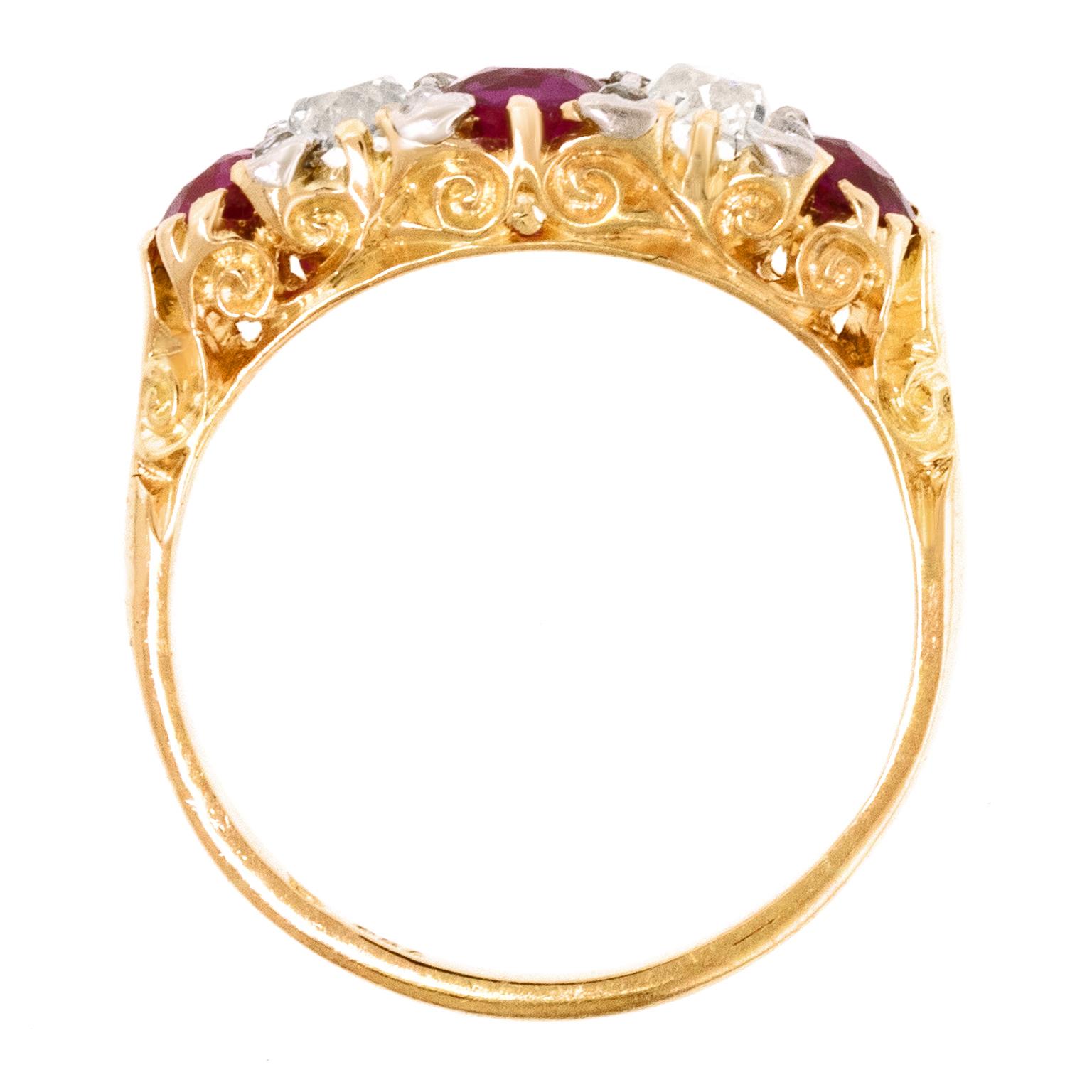 Art Deco Ruby and Diamond Ring 18k c1920s For Sale 4