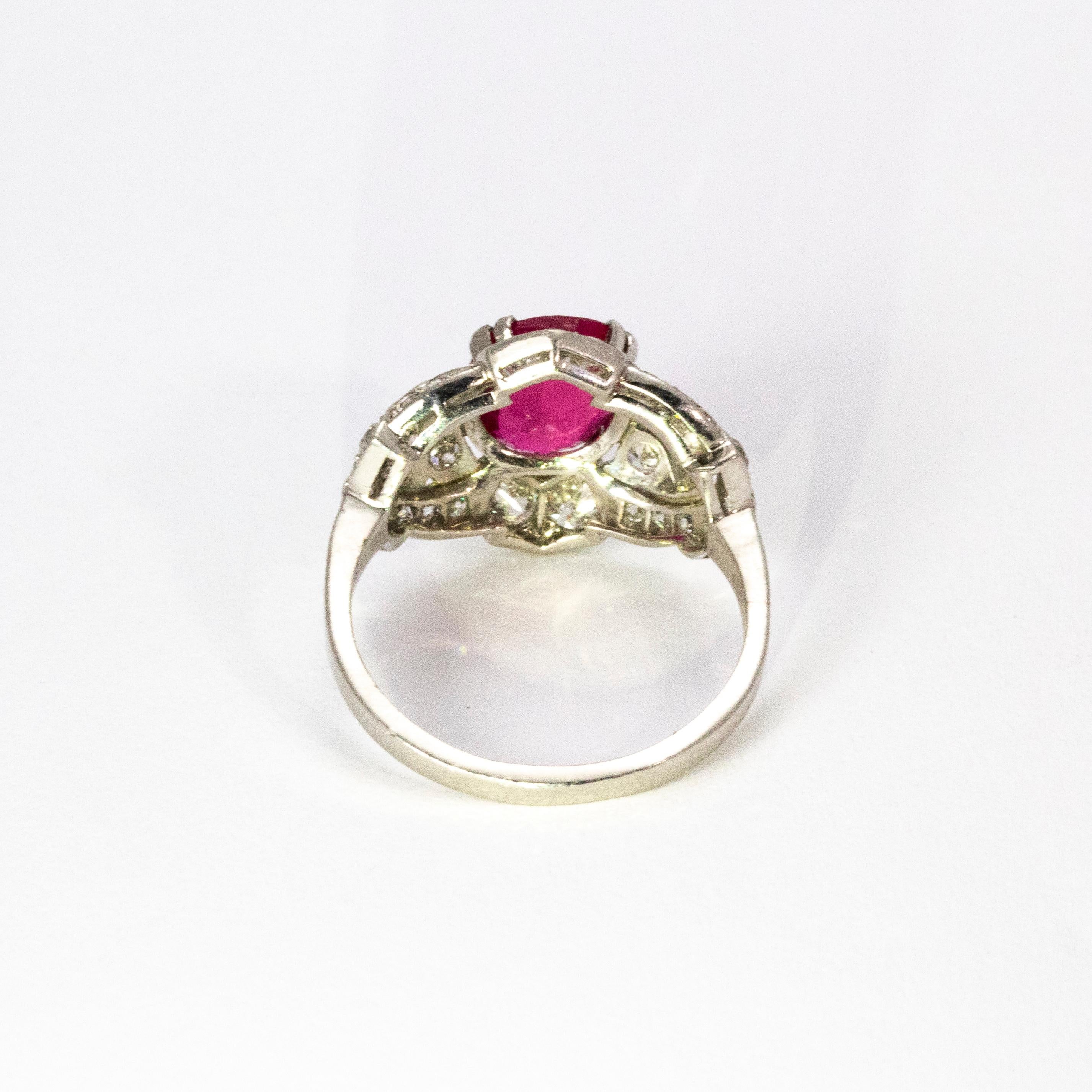 Art Deco Ruby and Diamond Ring In Good Condition In Chipping Campden, GB