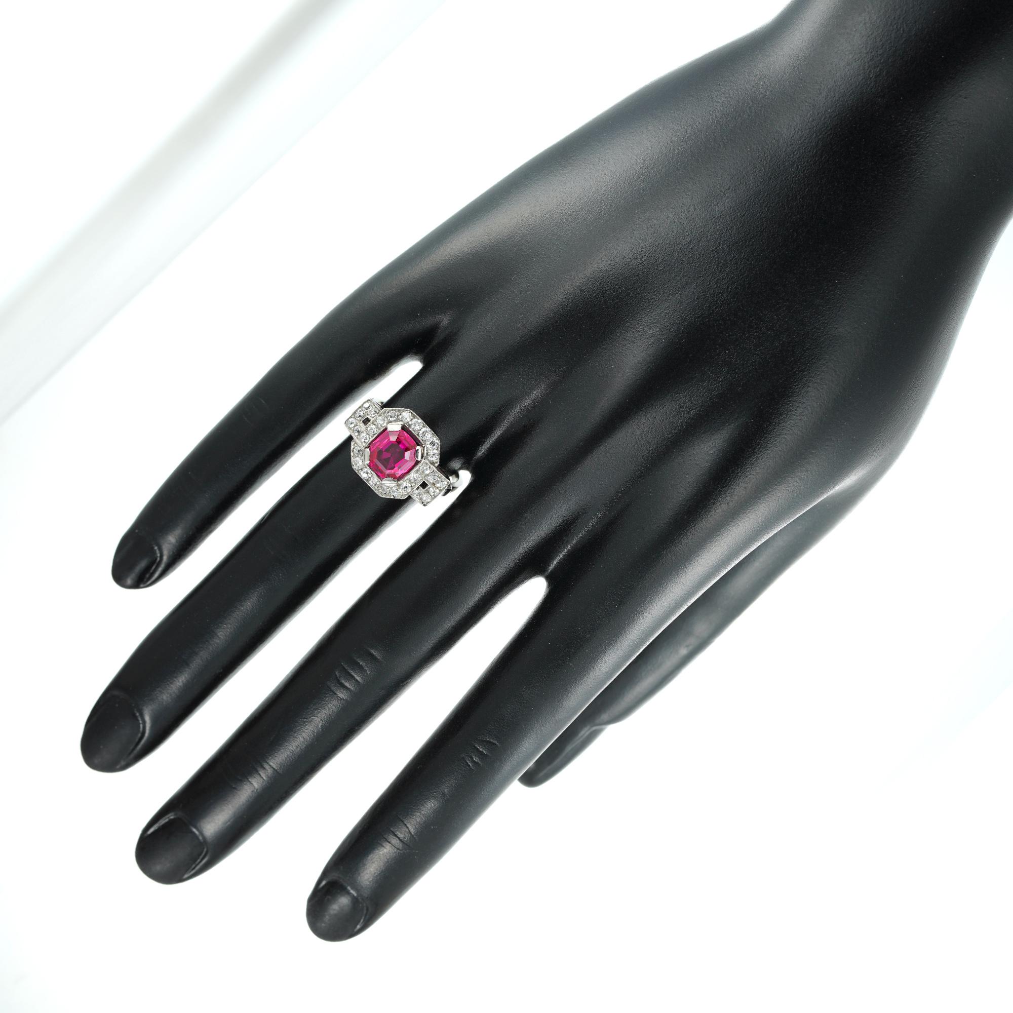 Art Deco Ruby and Diamond Ring For Sale 1