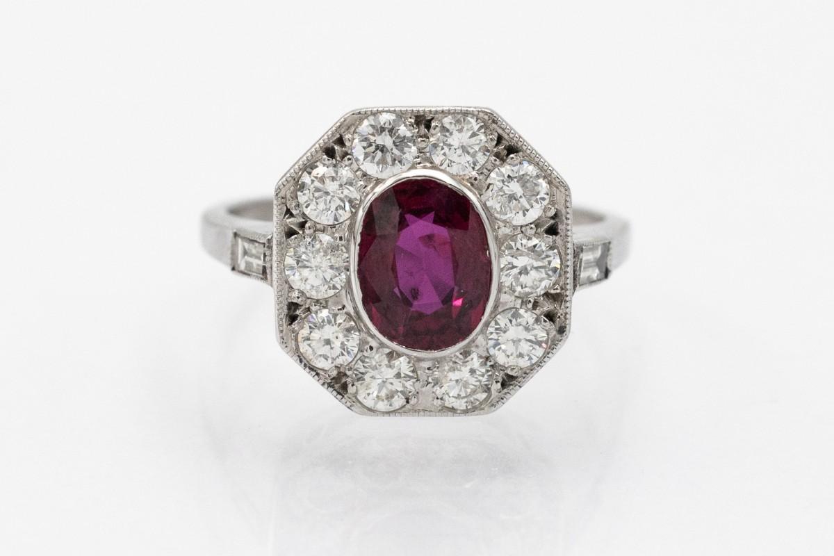 Art Deco Ruby and Diamond Ring, Great Britain, mid XX cent.