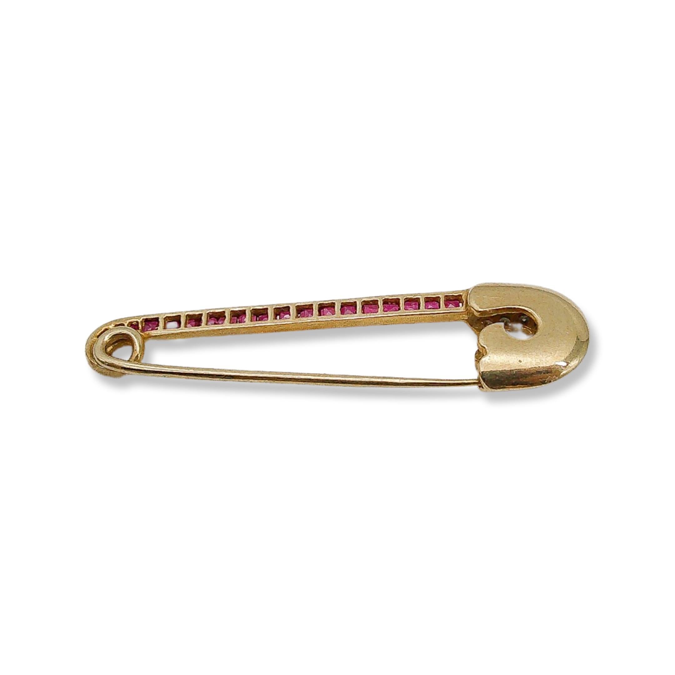 Women's Art Deco Ruby and Diamond Saftey Pin