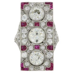 Art Deco Rubin und Diamant Tabletten Ring