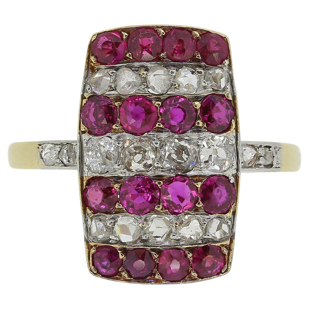 Art Deco Ruby and Diamond Tablet Ring