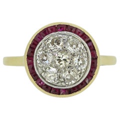 Art Deco Ruby and Diamond Target Ring