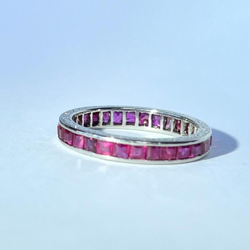 Art Deco Ruby and Platinum Eternity Band In Good Condition For Sale In Chipping Campden, GB