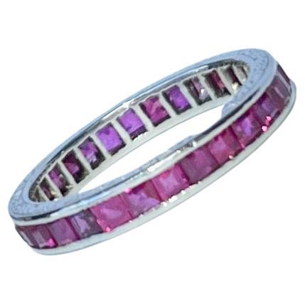 Art Deco Ruby and Platinum Eternity Band For Sale