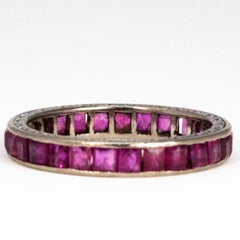 Art Deco Ruby and Platinum Full Eternity Band