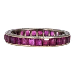 Art Deco Ruby and Platinum Full Eternity Band