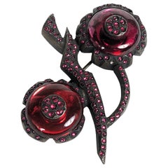 Art Deco Ruby Crystal Abstract Flower, Eisenberg